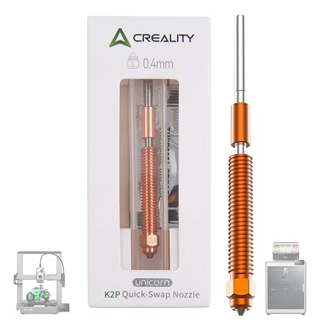 Creality Official K2 Plus Nozzle 0.4mm,#34;Unicorn" K2P Quick-Swap Nozzle with Titanium Alloy Heat Break, Copper Alloy and Hardened Steel for Creality Hi/K2 Plus/K2/K2 Pro 3D Printer