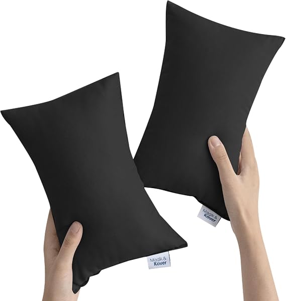 Small Pillow Mini Pillow for Travel 2 Pack 11" x 7" Tiny Pillows, Black