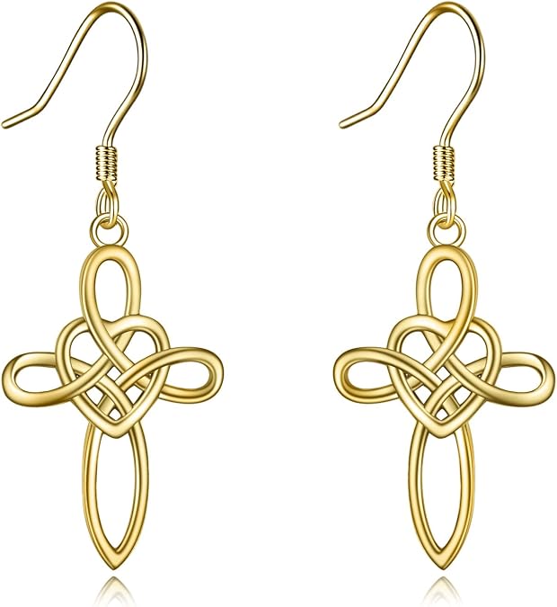YFN Sterling Silver Celtic Knot Dangle Earrings Good Luck Irish Celtic Knot Leverback Dangles Earrings for Women