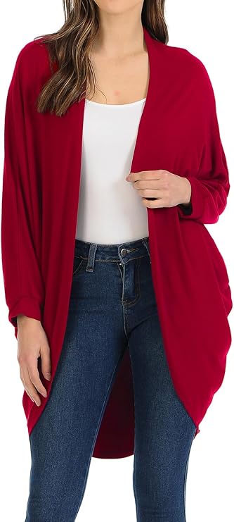 iconic luxe Women's Jersey Batwing Sleeve Cardigan