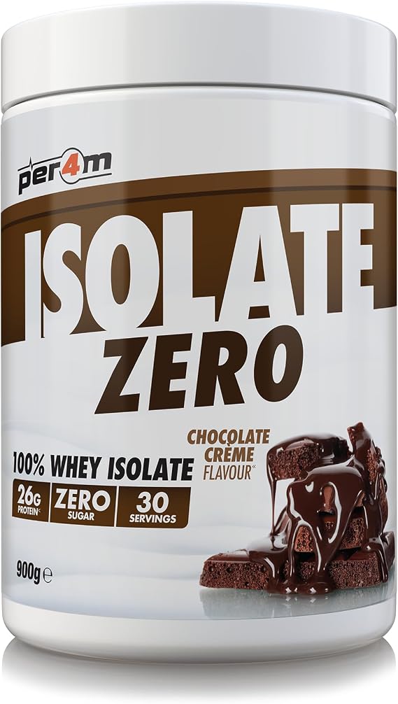 Per4m Isolate Zero Premium Whey Protein Powder | Superior Flavour Ultra Filtered + Amino Acids | Fast Absorbing Zero Sugar Gluten Free Shake for Lean Muscle & Recovery (900g, Chocolate Creme)
