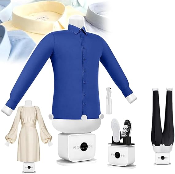 Automatic Steam Iron, Upgraded Touched Hands-Free Automatic Ironing Machine, 2-in-1 Hands-Free Steam & Hot Air Dryer, 8 Minutes Quick Ironed Dry for Shirts, Pants, Jackets & Shoes B