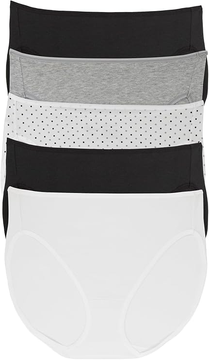 Felina Women's Full Coverage Hi-Cut Panties 5-Pack - Hi-Leg Opening, Soft