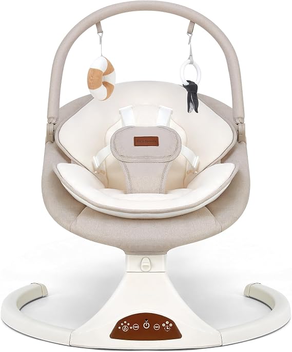 Portable Infant Swing Safety Lock 5-Speed Bluetooth Music & Timer Beige