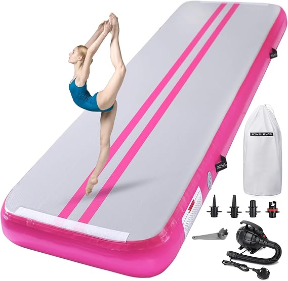 Air Gymnastics Track Tumbling Mat 4 Thick, 10/13/16 Ft Inflatable Training Mats For Home Use With Pump