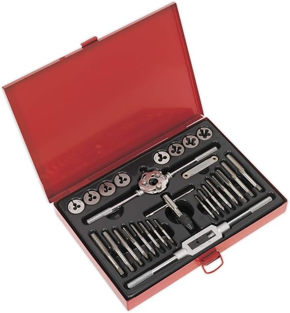 Sealey AK3028 Metric Tap and Die Set, Split Dies, 40mm x 292mm x 218mm, 28 Pieces