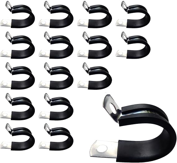 16 Pcs 1 In Line Tubing Mounting Clamps, Rubber Cushioned Insulated Metal Clamp Tube Holder for Tube Pipe or Wire Cord Installation, 304 Stainless Steel Cable Clamp Hardware(26mm)