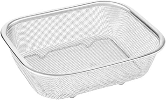 Rectangle Colander Basket - Stainless Steel Mesh, Durable Kitchen Sieve