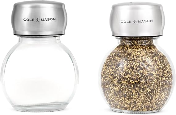 Cole & Mason Darlington Salt & Pepper Shaker Gift Set - Salt and Pepper Shakers - Home & Kitchen Accessories - Kitchen Essentials - Acrylic & Stainless Steel Shaker Set
