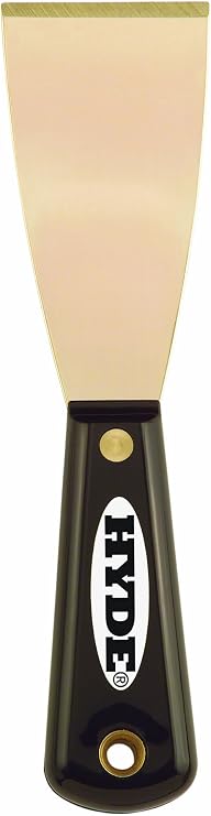 Hyde Tools 02320 2-Inch Brass Stiff Putty Knife, Black and Silver