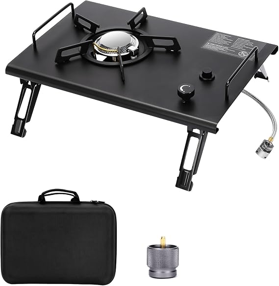 Camping Stove for IGT Table, Portable Isobutane Gas Stove with Carry Bag, 4000W Camp Stove,Folding Propane Burner, IGT Accessories for Picnic, RV, Car Trip, Tailgating, Patio, Backyard
