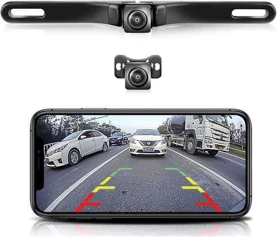 WiFi Car Backup Camera, GreenYi 5G 720P HD Car License Plate Rear/Front View Reverse Camera for iPhone iPad Android Smart Phones Tablets Which Support Double Band WiFi