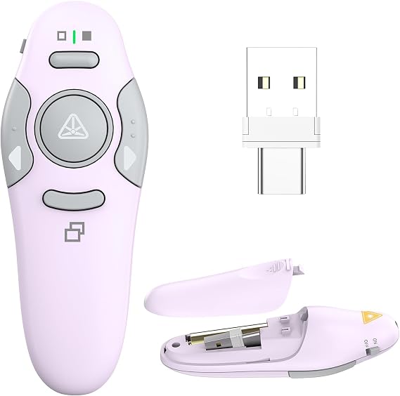 QUI Presentation Clicker Wireless Presenter Remote, Purple, A-C
