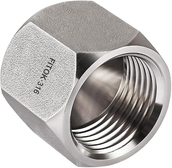 37 Degree Flared Tube Cap 1/8" JIC Female SAE070112 316 Stainless Steel 5000 psi, SS-TC-AN2