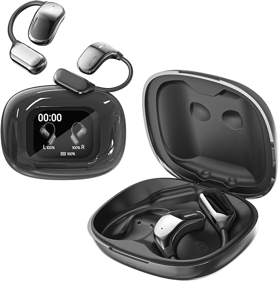 Over The Ear Earbuds True Powerful Wireless Bluetooth 5.4 Open Ear Earbuds, IPX5 Waterproof Bone Conducion Open Over Ear Buds Bluetooth Headphones Wireless Touch Screen Touchscreen Out of Ear Earbuds