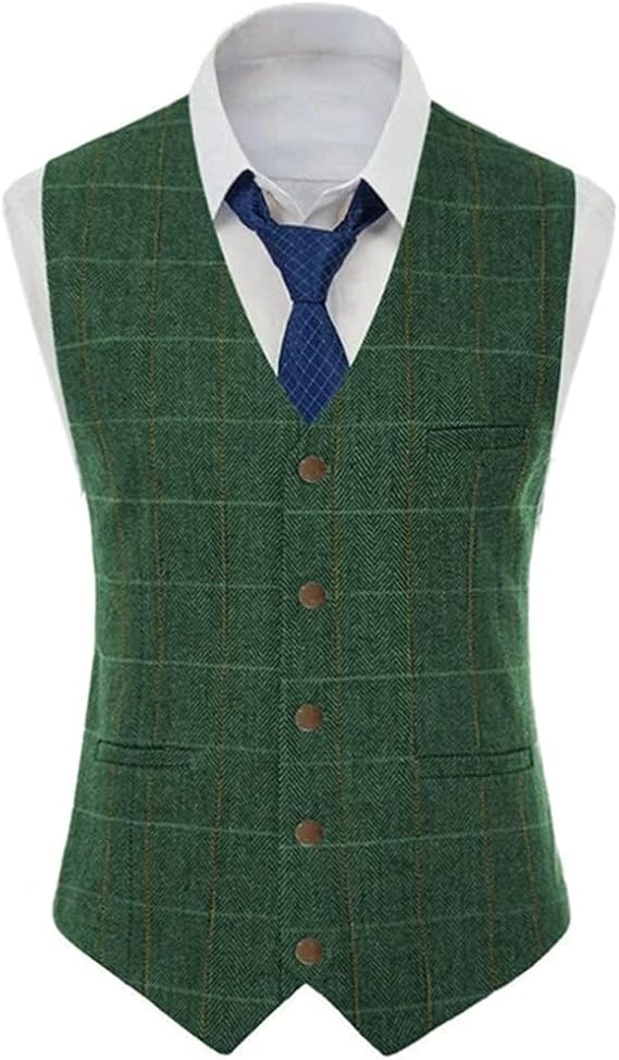 Wedding Brwon Black Green Jacket Men's Vest Tweed Suit Business Clothing for Men Striped Waistcoat Vests(D,4XL code)