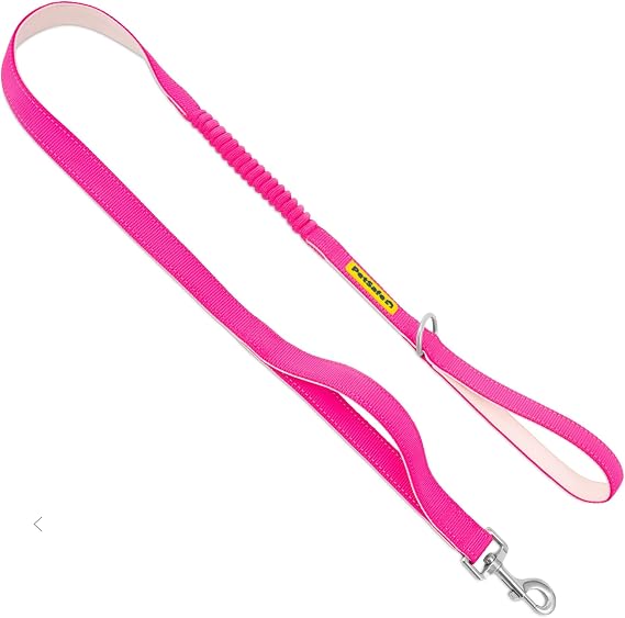 PetSafe Comfort 4-ft Bungee Leash Dual Padded & Traffic Handles for Better Control Reflective Stitching Premium Hardware with D-Ring, Pink