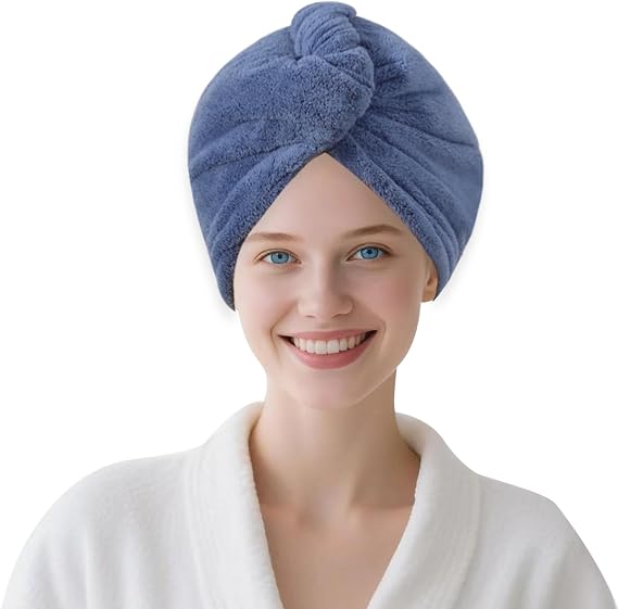Microfiber Hair Drying Towel Wrap,Hair Turbans Towel for Wet Hair | 1pack,Soft and Comfortable,10 times Absorbed,Dries Hair Quickly,Conv for Makeup and Housework,1P:Dark Blue