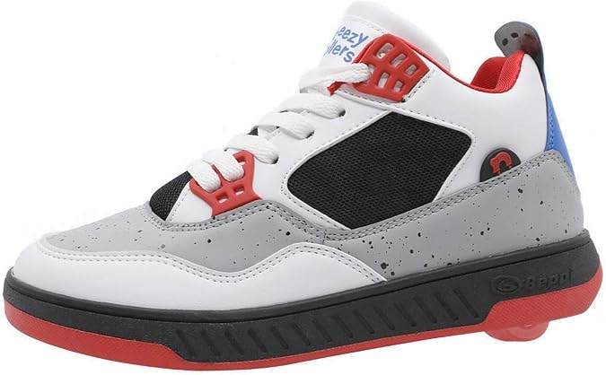 Beppi Roller Sneakers for Girls & Boys Skate Shoes with Wheels White/Gray, Size 1.5