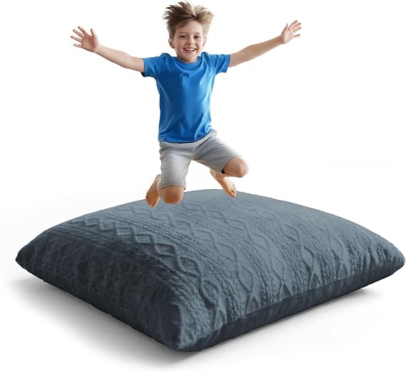 Matini Home Crash Pad 48" X 60" - Sensory Pad with Cover Foam Blocks for Kids and Adults, Ideal Gymnastics Equipment to Jump, Play or Relax - Turquoise