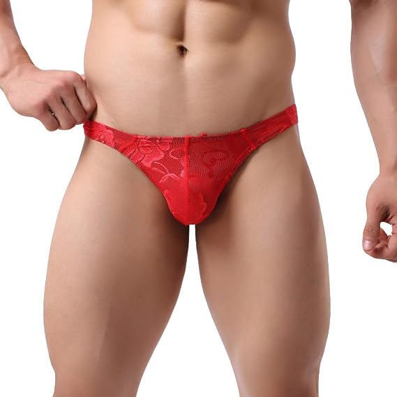 Men's Lace Low Rise Bikini Sexy Comfortable Lingerie Naughty Cheeky Underwears