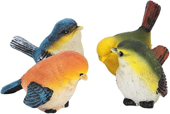 DeWin 4 Pieces Resin Birds Birds Decoration Resin Birds Animal Figurine Decoration Lawn Garden Yard Ornaments