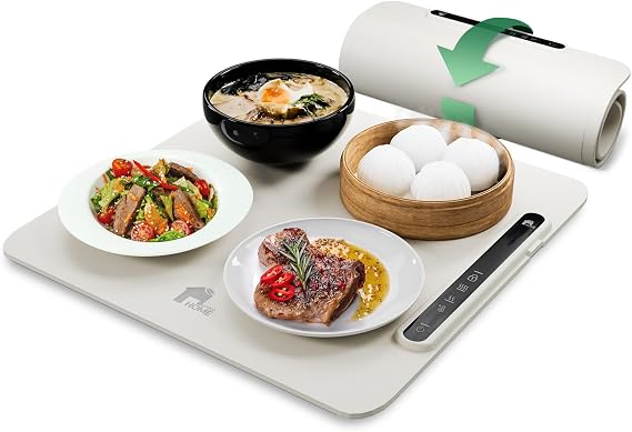 EconoHome Food Warming Mat - Electric Food Warmer - Fast Heating, 3 Heat Levels, Large Surface Area, Constant Temperature - Portable Silicone Warming Tray for Meals