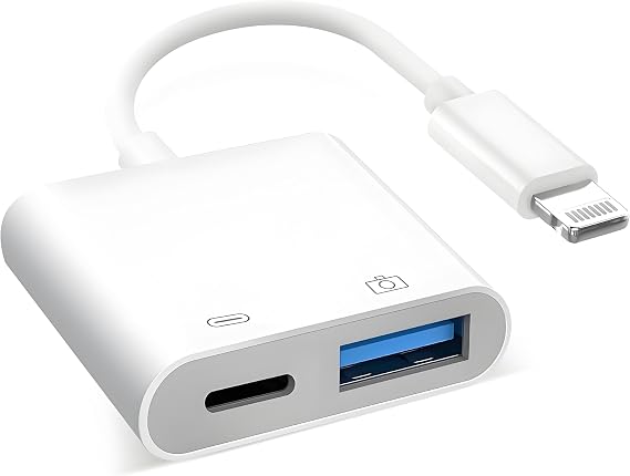 Lightning to USB 3 Camera Adapter, 2-in-1 [Apple MFi Certified] Lightning Male to USB 3.0 Female OTG Adapter with PD Charging Port for iPhone iPad,Mouse,Keyboard,Hub,Midi Port Adaptador Connector