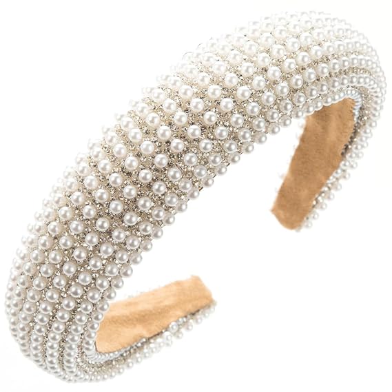 Light Luxury Rhinestone Pearl Headband Sponge Headband Diamond Wide Brim Face Washing and Hair Pressing Headdress Accessories for Girls