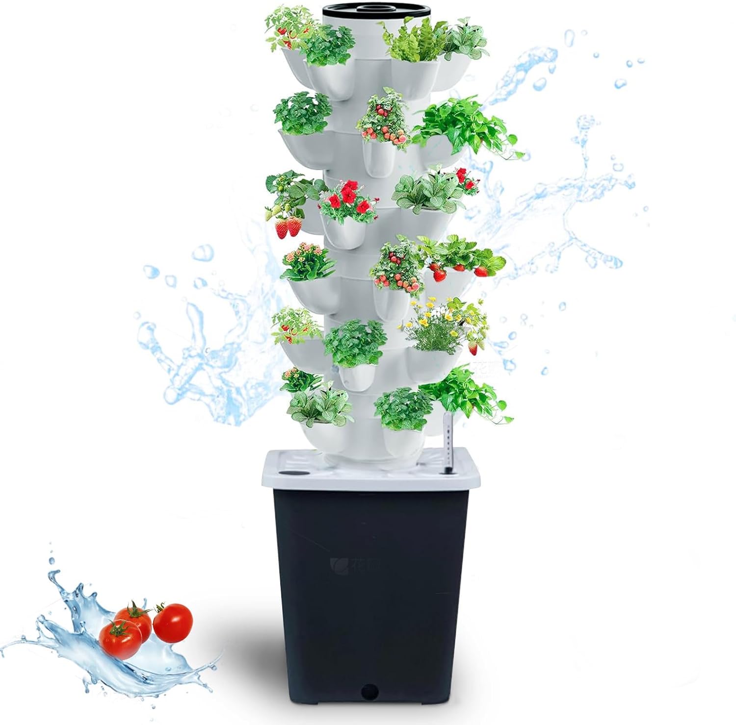 Hydroponics Tower Indoor Growing System Vertical Garden Planter Indoor Smart Garden Kit with Pump and Movable Water Tank Vegetable Plant Gift for Gardening Lover 30-Plants
