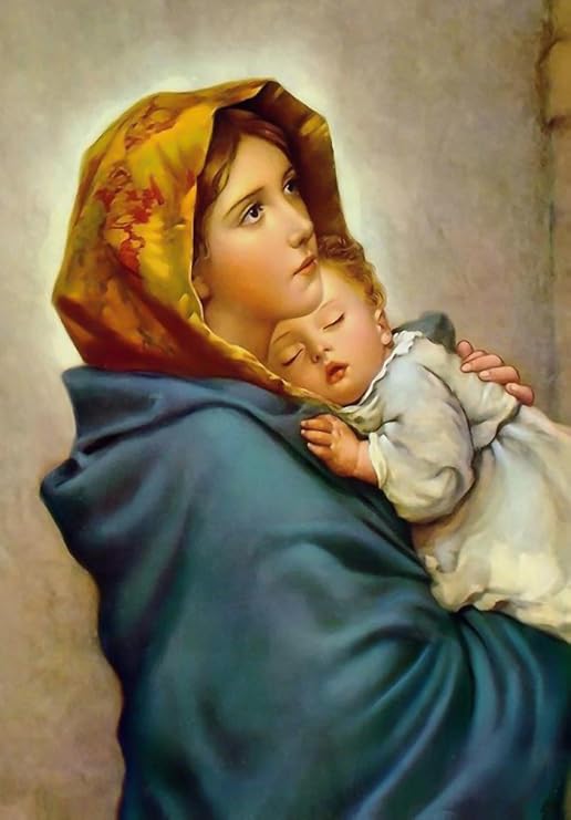 Virgin Mary and Child Jesus POSTER print A4 Madonna of the Streets picture Blessed Mother image Holy Mary painting Catholic Christian Religious Holy Wall Art Decor Gift for Home Room Kids Children
