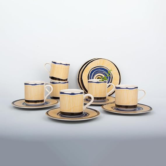 Ar Yıldız Perline 12 Piece Turkish Coffee Cup Set for 6 Persons 100 Ml