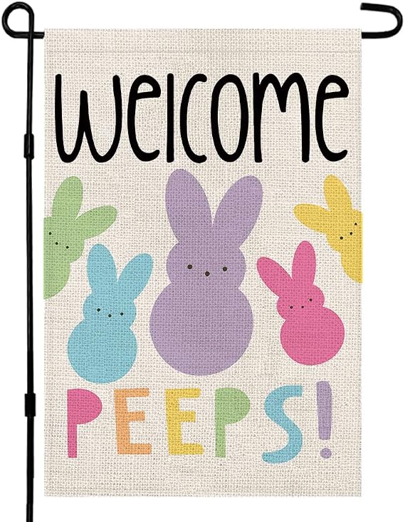 Welcome Easter Garden Flag Double Sided Vertical 1218 Inch Bunny Banners Spring Yard Outdoor Farmhouse Decoration DF019