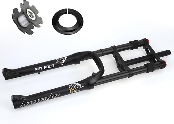 26 Inch Bike Suspension Forks 4.0 Fat Bike Straight Front Fork Downhill Mountain Bike MTB Fork 1-1/8 Disc Brake Air Fork 170mm Travel E-Bike Front Fork BMX 2850g (Color : Black)
