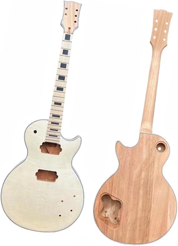 Unfinished Guitar Body 1 Set for Lp Style Guitar Maple Wood Body and Neck DIY Unfinished Electric Guitar Accessories