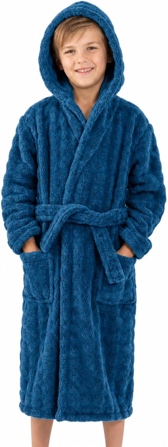 JiAmy Boys Girls Soft Fleece Robe Plush Kids Bathrobe Gift for 5-14 Years