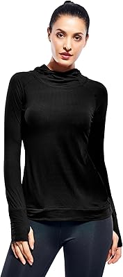 Zengjo Womens Lightweight Hoodie Pullover-Hooded Long Sleeve Running Yoga Workout Tops for Women-Cowl Neck&Thumbhole