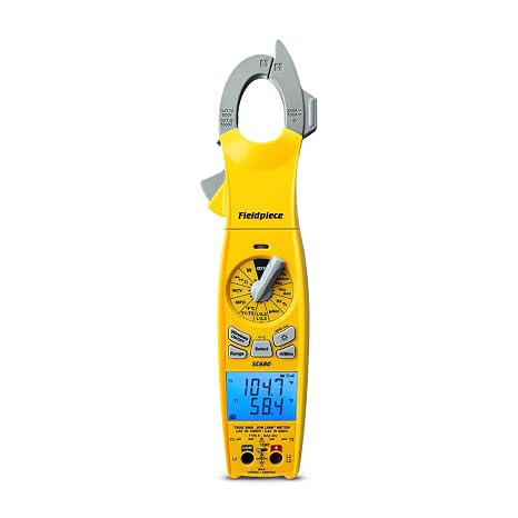 Fieldpiece SC680 Clamp Meter - Wireless Power Multitester for HVACR Professionals - AC/DC Swivel Clamp Meter with Dual Display - HVAC Tools