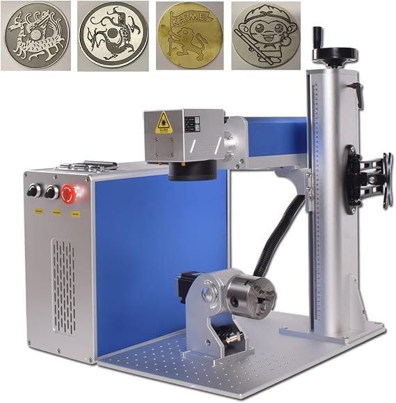 US Stock Ovsuqu Galvo Laser JPT M7 MOPA 100W Fiber Laser Machine 300x300mm(11.8x11.8") Working Lens Fiber Laser Engraver Cutter on Metal+80D Rotary axis