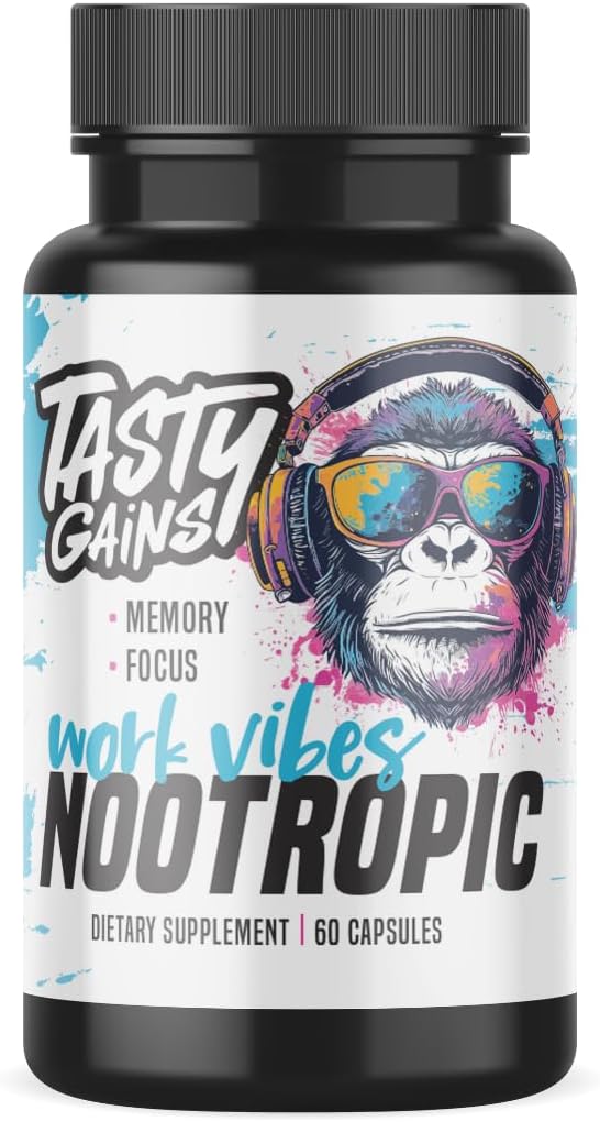 Nootropic Brain Supplement for Memory and Focus - Vitamin for Mental Health & Brain Health with L-Theanine, Rhodiola Rosea & Phosphatidylserine - Memory, Mental Clarity & Cognitive Improvement - 60 Ct
