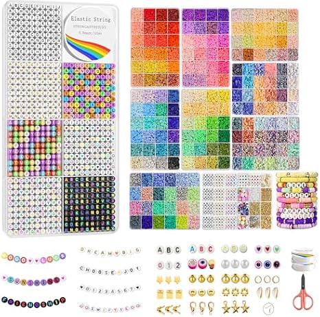 Redtwo 1600 Pcs Letter Beads Kit with 28000 Pcs 192 Colors Clay Beads for Friendship Bracelet Jewelry Making Kit, Crafts Gifts for Girls Ages 6-12 Kids Adults