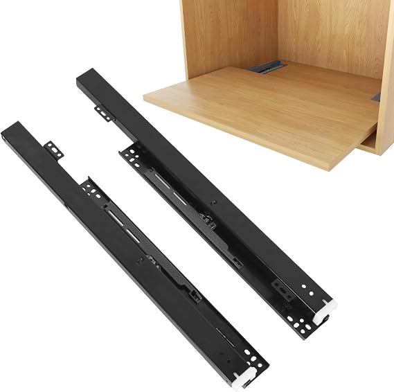Undermount Drawer Slides, Bottom Mount Invisible Soft Close Pull Out Drawer Runners, 1 Pair Full Extension Hidden Ball Bearing Bottom Rail, Shelf Floor Slide for Kitchen Cabinet (Black, 22inch550mm)