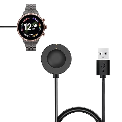 Smart Watch Magnetic Charger for Michael Kors Gen 6/Gen 5E/Gen 5/Gen 4, Fossil Gen 6/Gen 5/Gen 4/Sport, Accessories Charger Cable Built-in Overcurrent Protection 3.3ft 2Pin [Black]