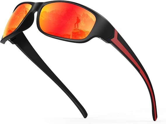 Sunglasses Men Polarized Mens Sunglasses, Wrap Around Sports Sun Glasses for Cycling Running with UV402 Protection
