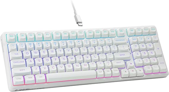 HUO JI E-Yooso Creamy Mechanical Keyboard Wired, RGB Backlit, White | Hot Swappable, Pre-lubed Linear Switches, Gasket Structure, Sound Dampening Foam, 99 Keys Custom Gaming Keyboard for PC/Mac