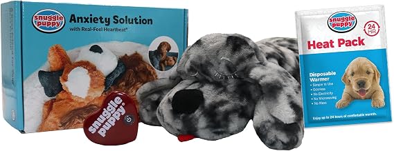 Snuggle Puppy Original Heartbeat Stuffed Toy for Dogs. Pet Anxiety Relief and Calming Aid, Comfort Toy for Behavioral Training in Merle