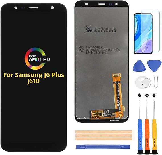 Compatible with Samsung Galaxy J6 Plus J610 2018 LCD Display Screen Replacement,for J6+ 2018/J6 Plus SM-J610 J610G/DS J610F J610FN Display LCD Panel Repair Parts Kit,with Tempered Glass+Tools + Black