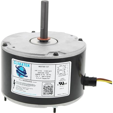 ClimaTek Condenser Fan Motor Exactly Replaces Y75623B26, Y75623B548L