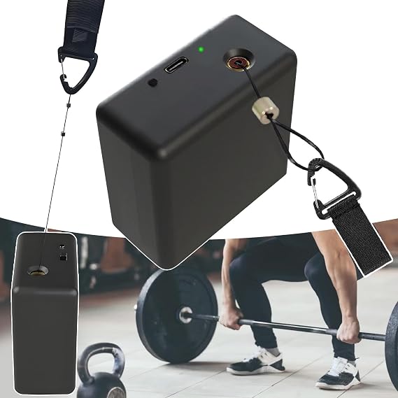 Velocity Based Training Device, Smart Speed Tracker for Weightlifting & Squats, Linear Encoder for Powerlifting, Real-Time App, Voice Tips, 1mm Precision, Charge 2h Use 50h,A