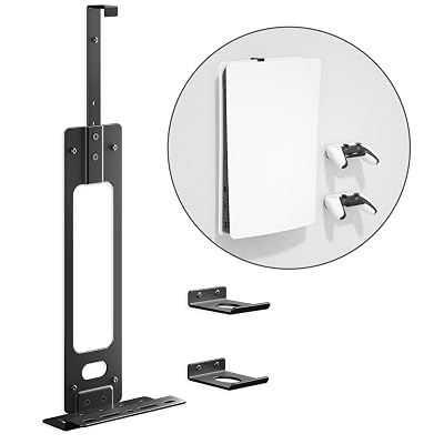 Upgraded Adjustable Console Holder Wall Mount for PS5: Black Gaming Stand for PlayStation 5PS5 SlimPro Digital Disc Edition With 2 Controller Kits Black